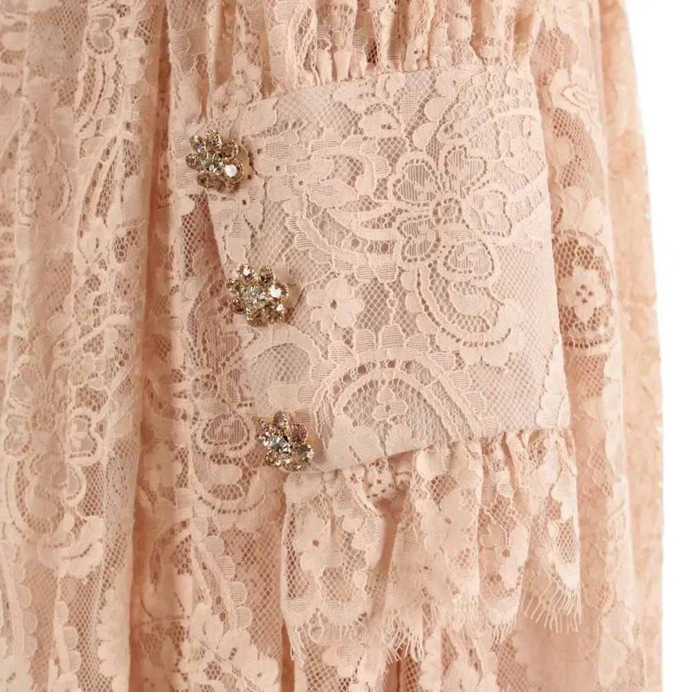 Zimmermann NWT Kaleidoscope Lace Ruffle Midi Dress Size 2 US 8 Light Beigey Pink - Picture 4 of 14